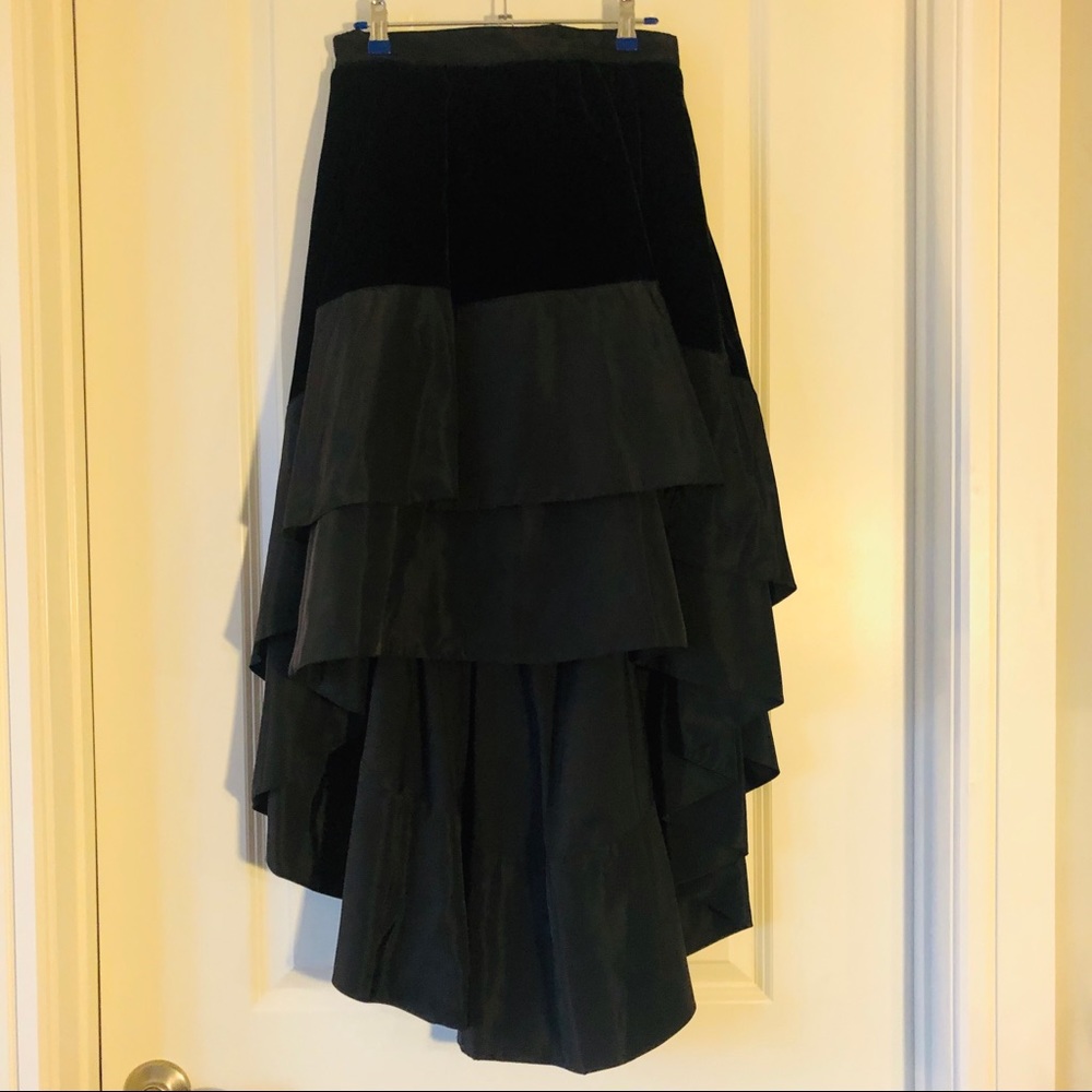 Bebe black high low velvet skirt size 8